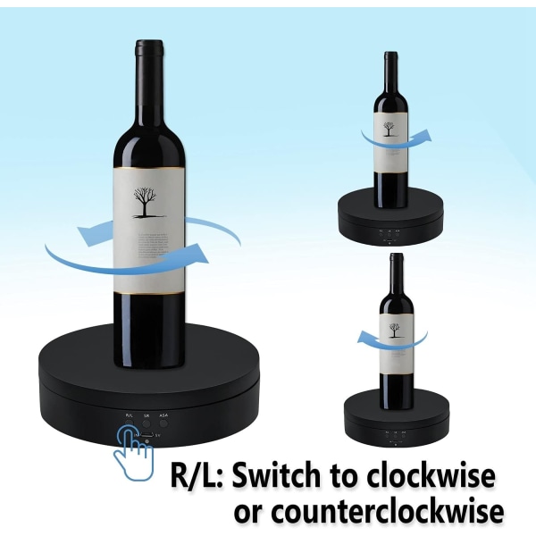 360 Asteen Kiertävä Näyttöjalusta, 5,4 Tuuman Sähköinen Kiertävä Levypöytä Alhaisen Melun Kanssa Koruille/Valokuvaustuotteille/Kelloille/Kupille Jne. Musta