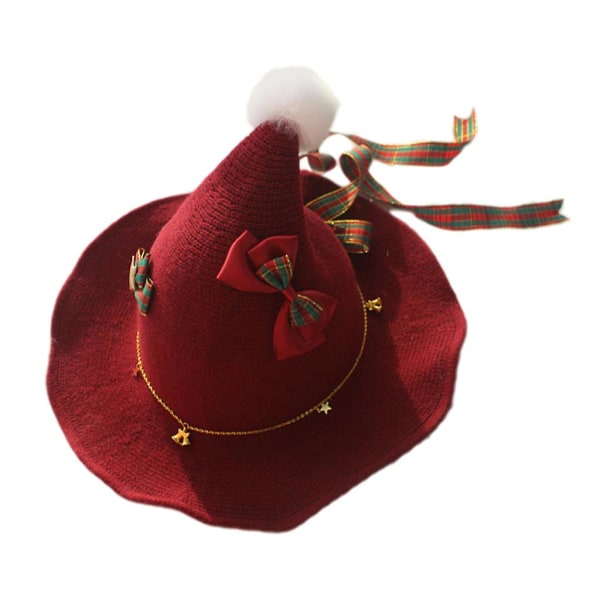 Naisten tyttöjen neulottu lolita hattu tekopom pom pitsi rusetti nauha lämmin neulottu hattu leveälierinen joulujuhlien koristelu