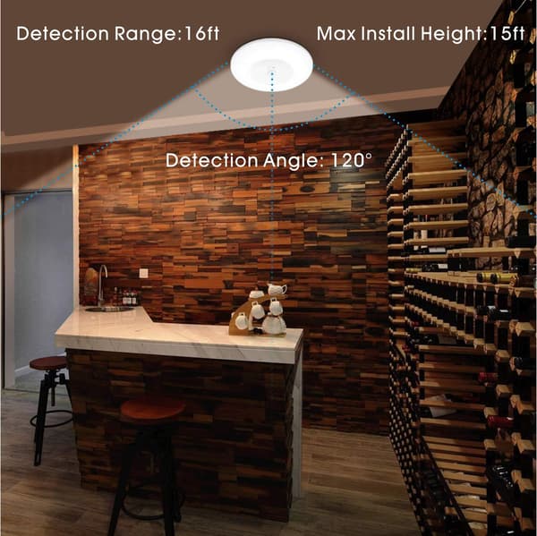 Motion Sensor LED Ceiling Light Battery Operated Wireless 6000K Ceiling Lamp for Closets Basements Wardrobe Pantry Stairs [Energy Class A+]