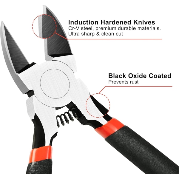 2-pakke trådskærere MC-180, ultraskarpe 6 tommer præcisionsskærere med flush side med længere skærekant, kraftig kraftig tang
