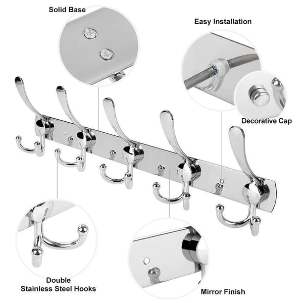 Wall Mounted Coat Hook, 1-Pack Stainless Steel Wall Mounted Coat Hanger, Durable Hooks for Bathrobes and Clothes