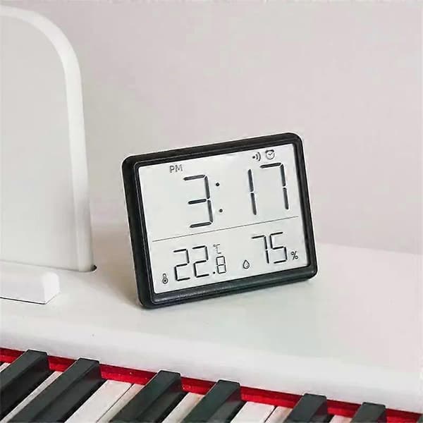 1 pc Digital Wall Clock Electronic Wall Mounted LCD Display Clock Multifunctional Temperature and Humidity Alarm Clock