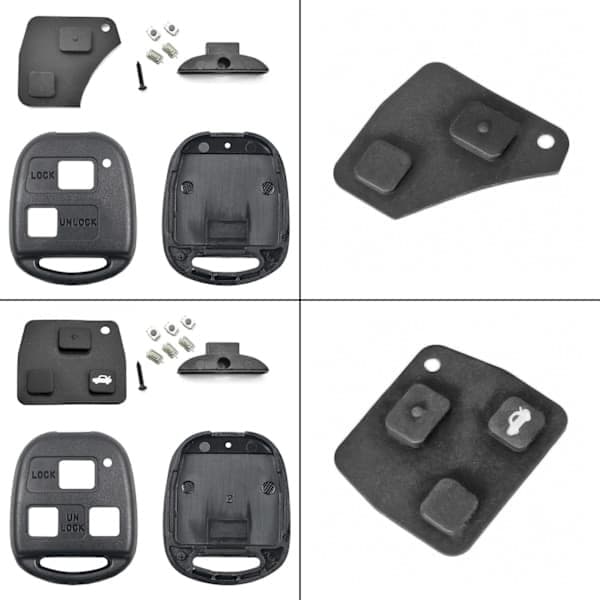 Key shell / Alarm box for Toyota - 2 or 3 buttons Rubber button only (3) Rubber button only, size Rubber button only (3) Endast gummiknapp (3)
