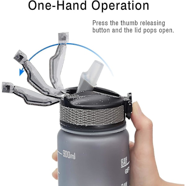 32oz Läcksäker BPA-Fri Vattenflaska med Tidsmarkering & Sugrör