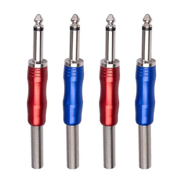 4 stk SMA-kontakter 1/4 tommers kontakt 6,35 mm hunnkontakt lodding 6,35 mm jackkontakt mikrofonkabel rød 10,5x1,3 cm Red 10.5x1.3cm