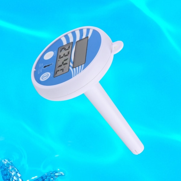 Soldriven digital LCD-termometer, flytande digital termometer för utomhus- och inomhuspooler (blå+vit)