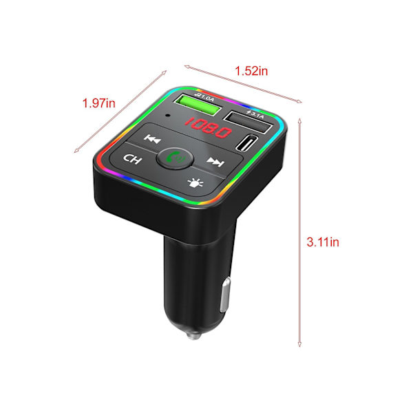 Bilintegrerad Bluetooth Mp3 Färgglada Atmosfärsljus Bluetooth Handsfree USB Flash Drive Plugg