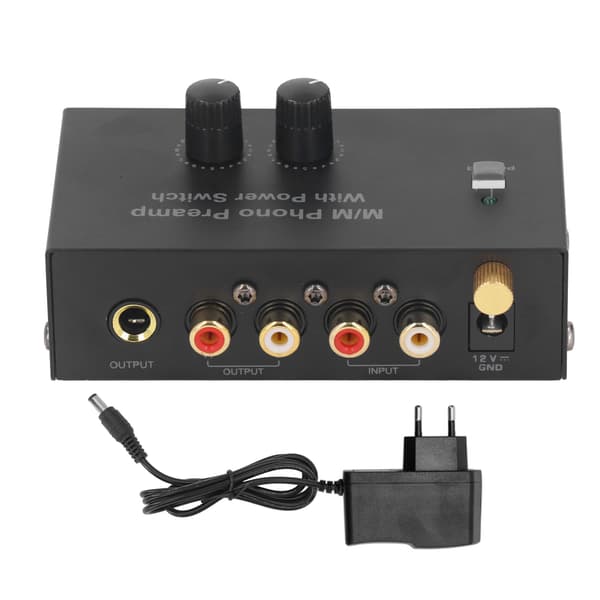 Phono Turntable Preamplifier Electronic Audio Stereo Phonograph Preamp Low Noise PP500P 100‑240V EU Plug