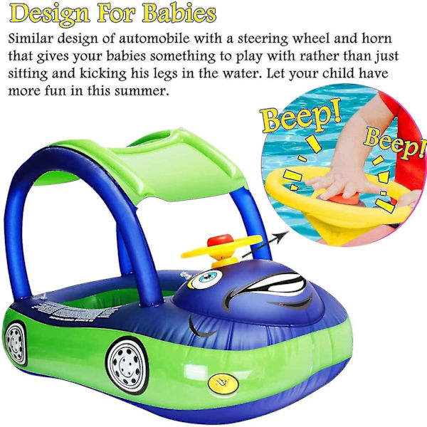 Uppblåsbar Babypool Float med Tak - Blå