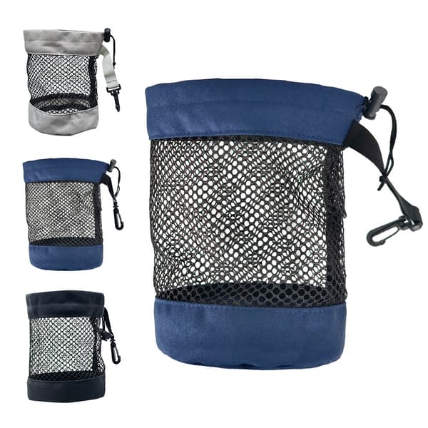 Golf Accessory Mesh Drawstring Bag, Portable Lightweight Pouch for Balls and Tees, 3 Sizes L Gray L Gray