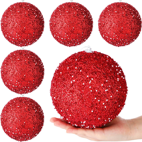 6 Pcs 3.15 Inch Christmas Tree Ornaments Glitter Sequin Foam Ornaments Festive Hanging Christmas Decorations Tree Balls