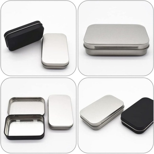 4 Mini Tin Boxes Tin Rectangular Jar with Hinge Small Storage for Candy Gifts Small Things Favors