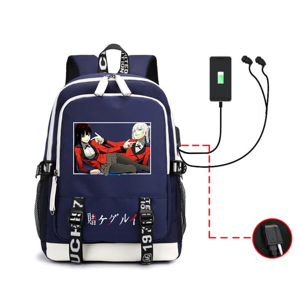 Kakegurui Anime Ryggsekk, Multifunksjonell Skolesekk for Studenter, Bokveske med Stor Kapasitet**blå-E blue-E blue-E