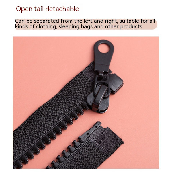 60cm/2 stk. Store Plast Lynlåse Sort Bånd med Dobbelt Træktabs Skyder Heavy Duty Lynlåse til Syning, Sovepose