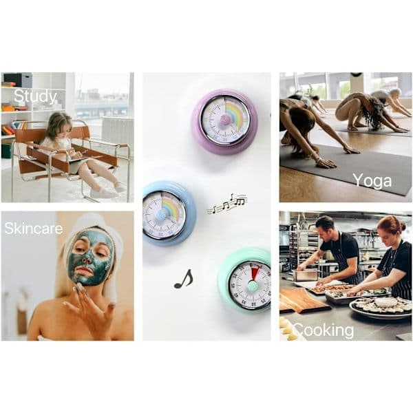 Magnetisk metalltimer – Manuell opptrekking, ingen batteri, tidsvisualisering for kjøkken, arbeid, studier – Off-white Off white