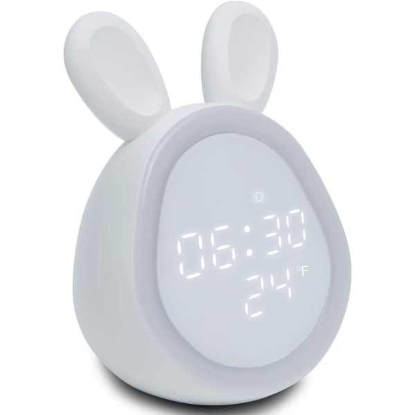Väckarklocka med USB laddare för barnrum i sovrummet, digitala väckarklockor med nattljus och temperaturdisplay, söt klocka för pojkar, flickor, Adjusta