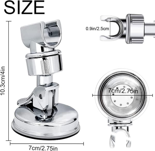 Adjustable Shower Head Holder with Suction Cup 360 Degree Rotation Wall Mount Bracket 2 Pieces