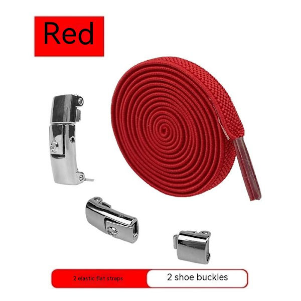 Dovenskabs-snørebånd, elastisk tryk holder snørebåndene fast, spænde er rød og 8 mm bred red/8mm wide