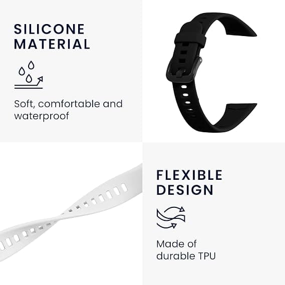 Straps compatible with Huawei Band 6 - 2x replacement silicone straps - Black/White