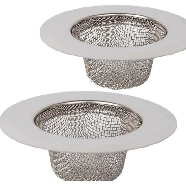 Sett med 2 mini vaskesiler i rustfritt stål, netsiler for dusj, badekar eller vask