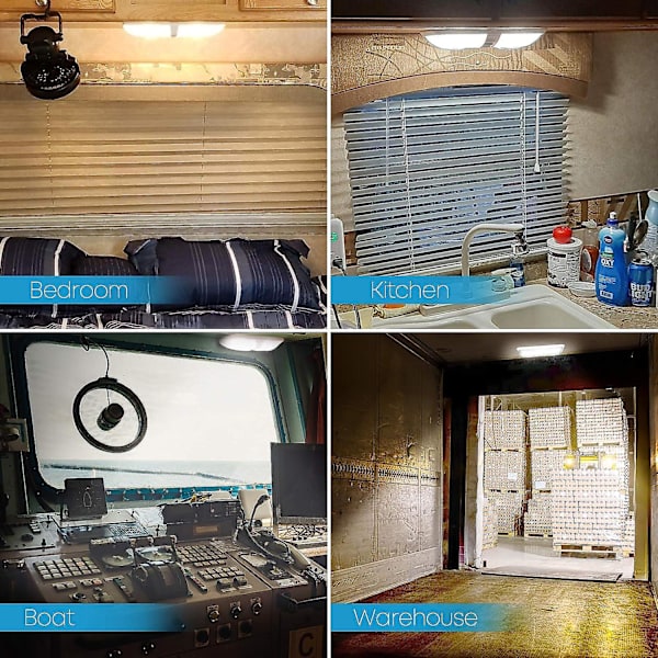 12v LED Indvendig Belysning Camper Van Loftlampe 12v 6w LED Naturligt Hvidt Lys Dobbelte Lamper Med Kontakt Til Autocamper Campingvogn Båd 2 Pak