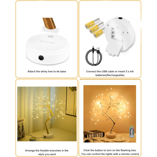 LED Light Tree with Remote Control, USB/Battery Powered, for Wedding Party Decoration