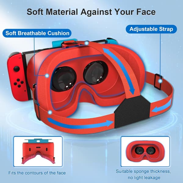Switch 3D VR-briller til Nintendo Switch/Switch OLED, med justerbar HD-linse Orange og Blå Orange and Blue