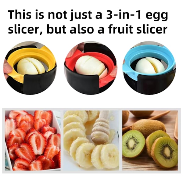 Äggskärare för hårdkokta ägg, 3 i 1 äggskärare, jordgubbsskärare, druvskärare, bananskärare idealisk för sallader, smörgåsar