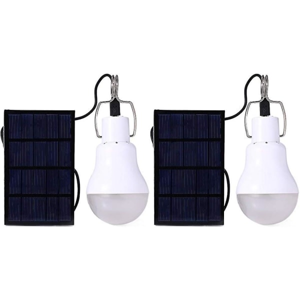 Solar Glödlampa Utomhus, 130lm Bärbar Solar Powered LED Glödlampa för hönshus skjul Fotvandring Fiske Camping Tältbelysning (2pack)"