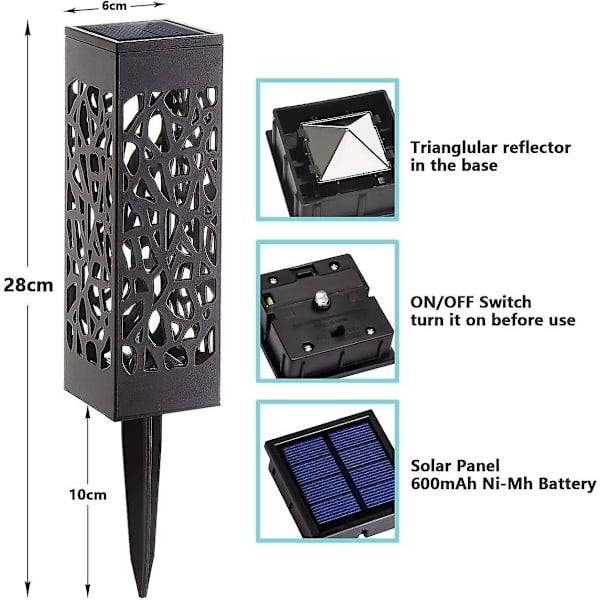 Solcellehagelamper 8-pakning Varmt Hvit Solcellehagelampe Vanntett Solcellelamper For Utenfor, Hage, Terrasse, Plen, Hage, Fortau