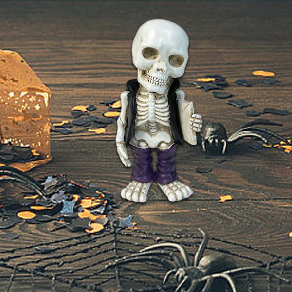 Halloween Skelet-Dukke Ornament Hjem Kontor Harpiks Håndværk Opret Dekoration Gave OrnamentD