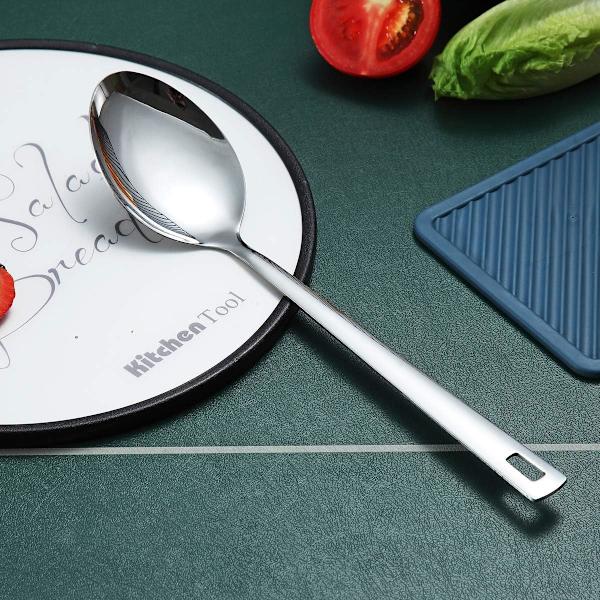 Kogningsske, Rustfrit Stål Solid Serveringsske, Penslingsske, Ske Til Madlavning, Køkkenske Non-Stick Og Varmebestandig
