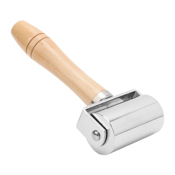 60mm Silver Leather Edge Roller Tool Wooden Handle DIY Leather Craft