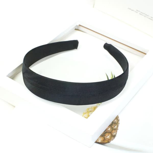 10 stk. minimalistisk svart sateng bredt pannebånd DIY hårtilbehør