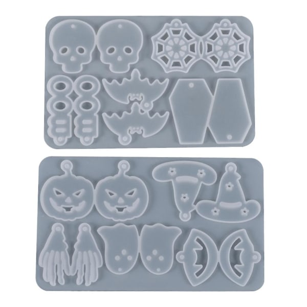 Hängsmyckeform i silikon med spindelnät och skalle för epoxiharts, smyckesgjutning, DIY-hantverk, 2-pack