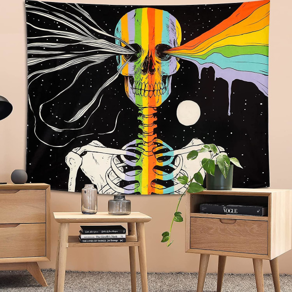 Skalle-Gobeläng Tarot Skelett Väggbonad Stjärnhimmel Gobeläng Hippie Meditation Gobeläng Färgglad Regnbåge Gobeläng Väggbonad För Sovrum Vardagsrum