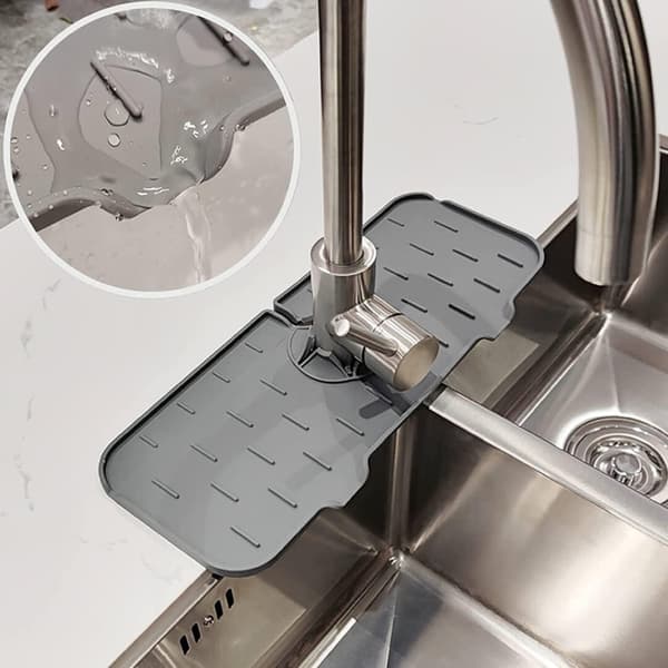 Grå Vaskebeskyttelse Kranmatte Silikonhåndtak Drypp