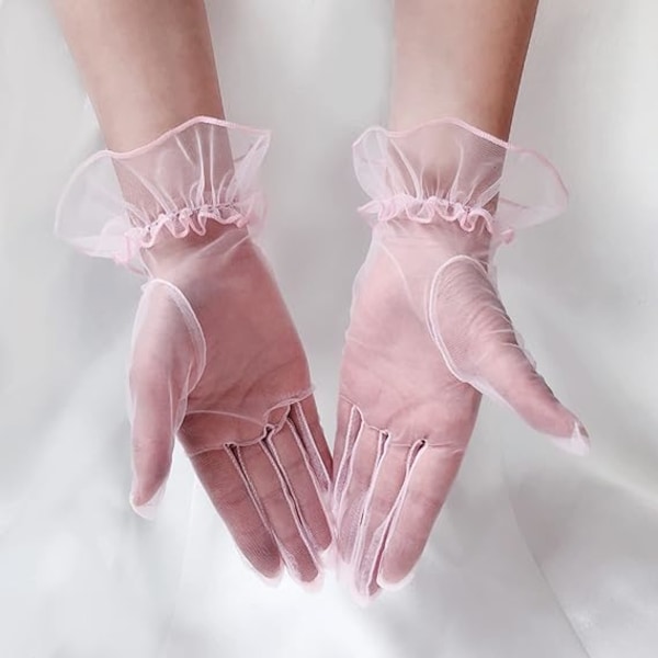 Pink - Korte Handsker til Kvinder til Galla, Te-Fester og Bryllupper