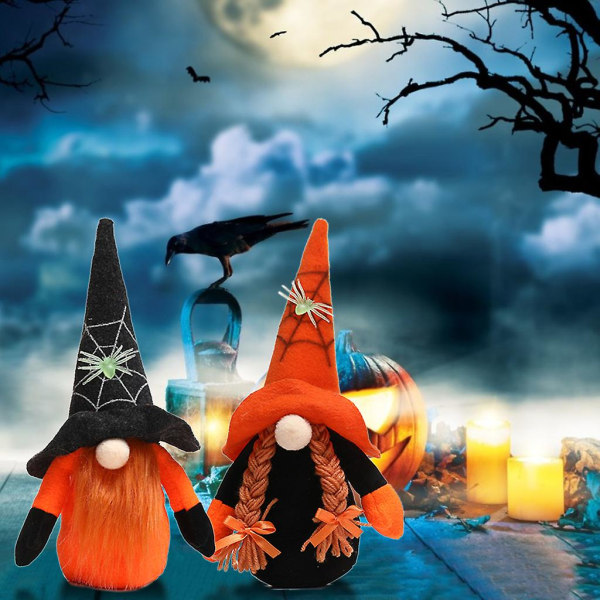 Halloween Gnome Spider Plyschdocka Handgjord dvärg Skandinavisk Tomte Nordisk Staty Holiday Party DecorationsA
