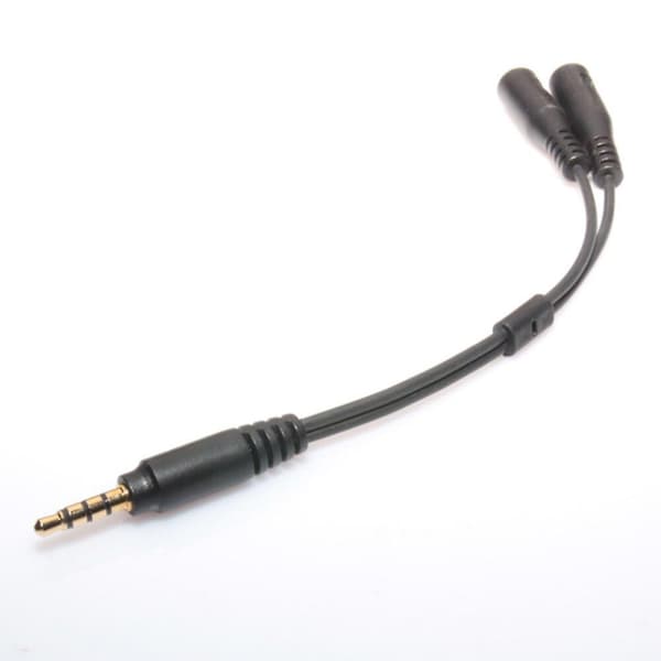 Hodetelefonfordeler Headset Adapter Y Splitter Kabel Stereo