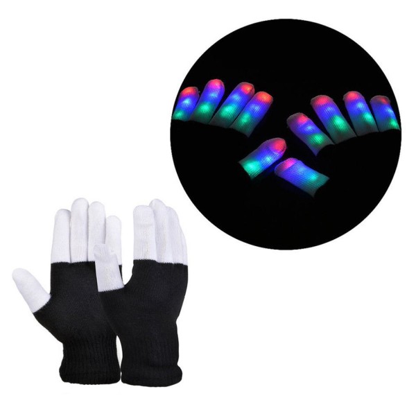 2 styks LED-handsker til børn, teenagere og voksne, Glow in the Dark Neon LED-handsker, 3 farver