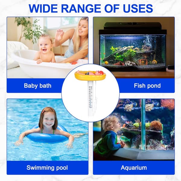 (Gul) Pooltermometer, Flydende Pooltermometer, Splintfri Flydende Pooltermometer til Pool, Spa, Akvarium, Fiskedam og B