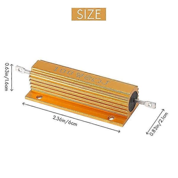 Gullbelagt aluminiumeffektmotstand 100W, 8 Ohm 8R