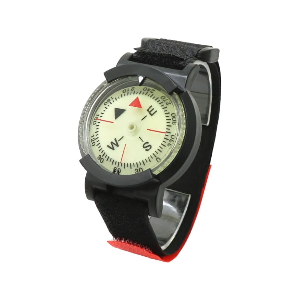 Kompas: Et praktisk sigtekompas båret på håndleddet med rem til ekstern dykning