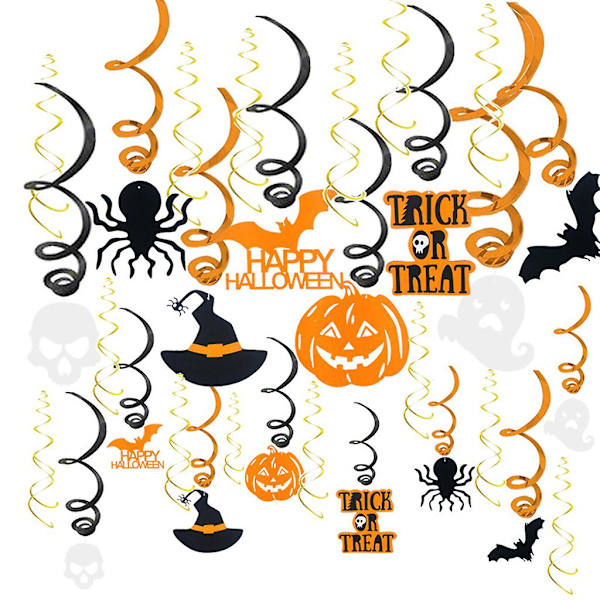 Halloween Hængende Hvirvel Dekoration Edderkop Skelet Bat Hexe Græskar Farvet Loft Svingende Bånd Spiralfolie