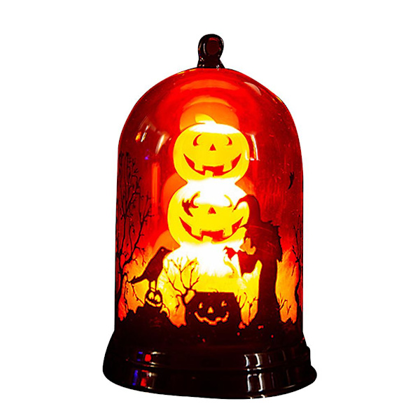 Halloween Simulert Flamme LED Lys Glødende Jack-O-Lantern Lanterne Ornament Gave
