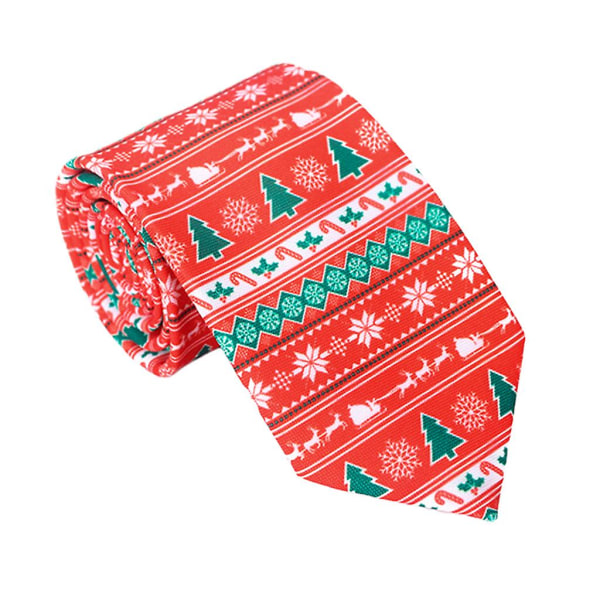 Söt julgran Jultomte Print Holiday Party Rolig Tie CostumeRed