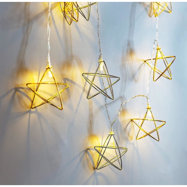 Batteridrivna Fairy Lights för julgransdekoration, 1,5 m Varmvita Led String Lights Med 10 Star Shades Indoor1setwhite