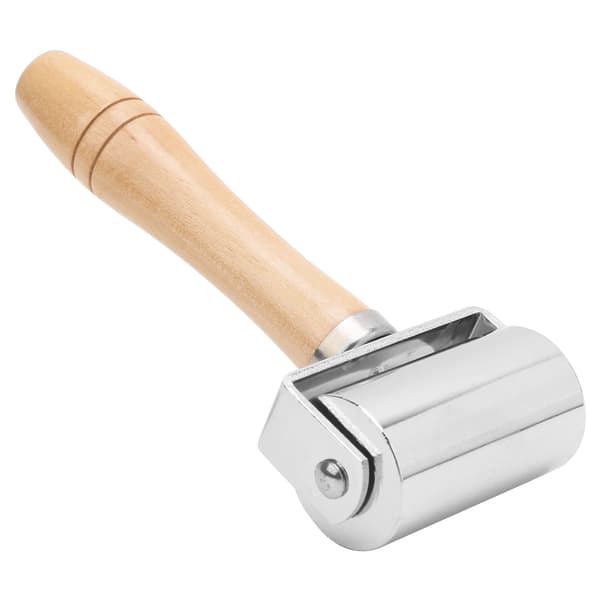60mm Silver Leather Edge Roller Tool Wooden Handle DIY Leather Craft
