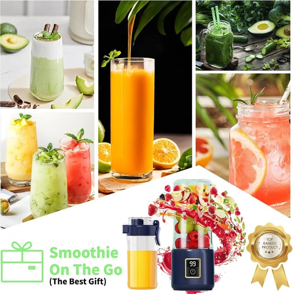 Portable Blender, Mini Blender, Small Milkshake Blender, 12 Blades, Convenient and Multifunctional, with Digital Touch Screen.